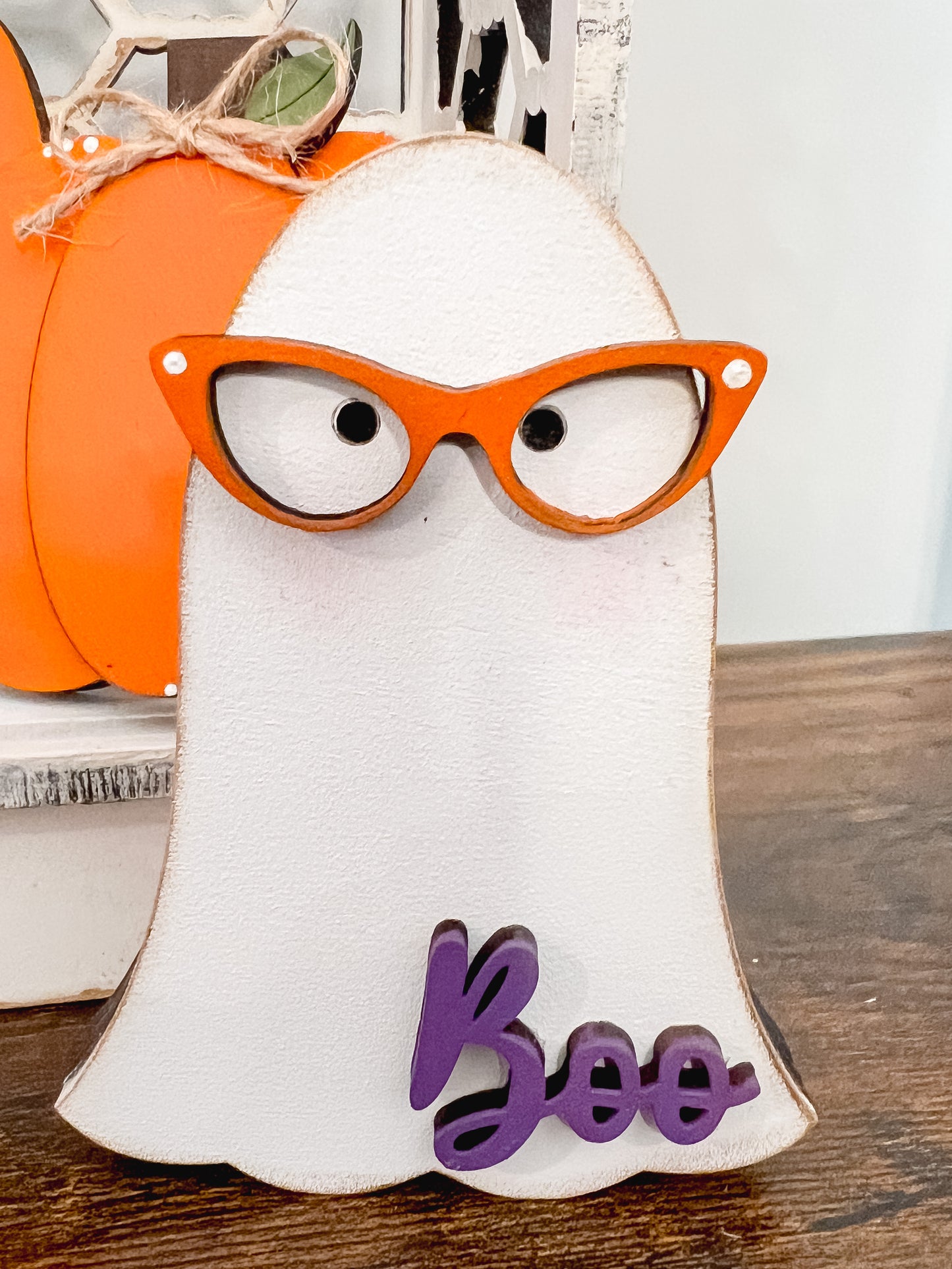 Nerdy Ghost Shelf Sitters | Chunky Ghost Tiered Tray Decor | Halloween Accents