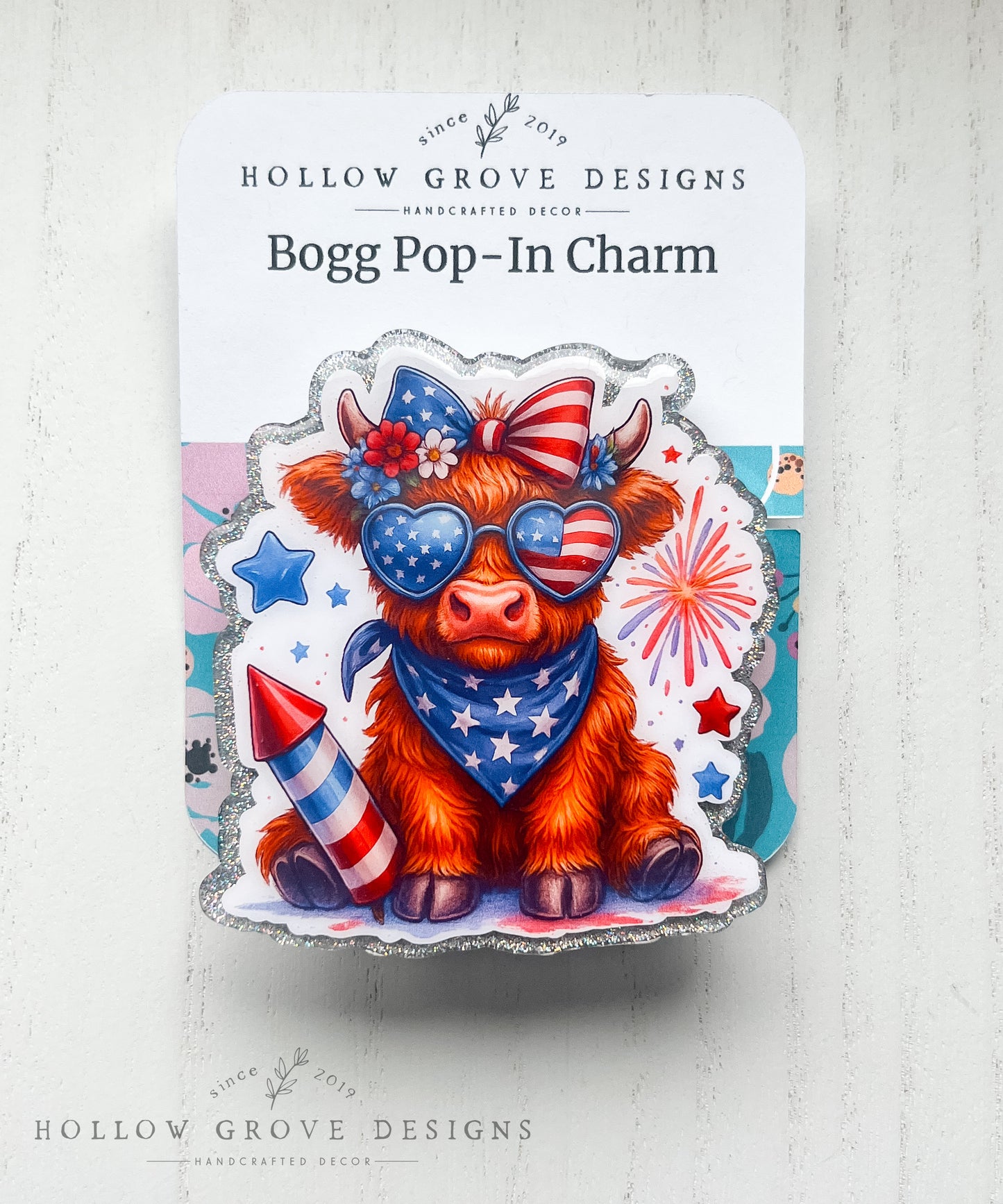 USA Highland Cow Pop-In Bogg Charm