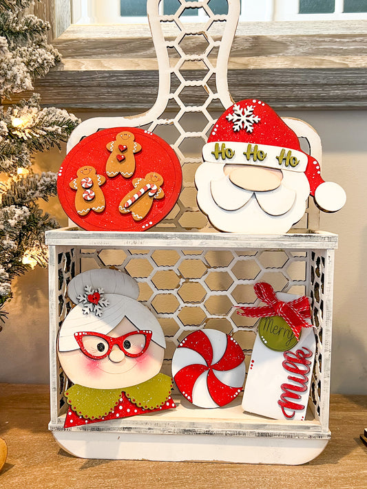 Santa and Mrs. Claus Tiered Tray Set | Christmas Tiered Tray Decor | Tray Decor