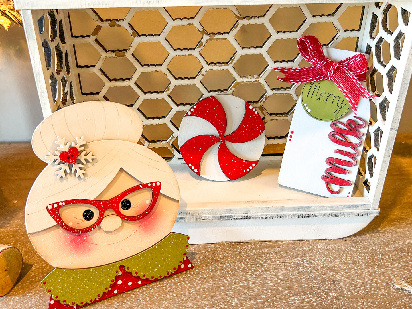 Santa and Mrs. Claus Tiered Tray Set | Christmas Tiered Tray Decor | Tray Decor