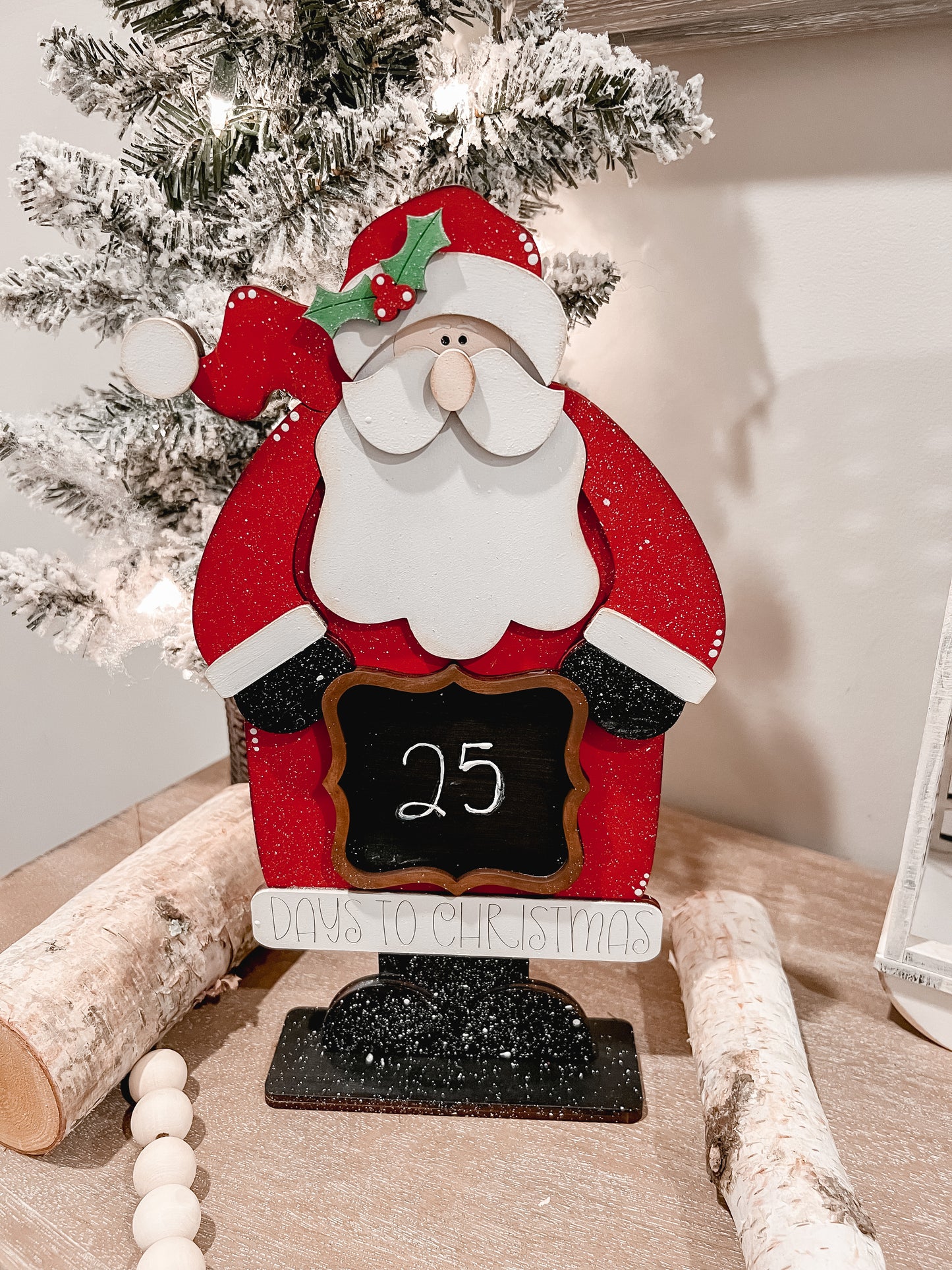 Christmas Countdown Santa |  Days Till Christmas Sign | Santa Decor