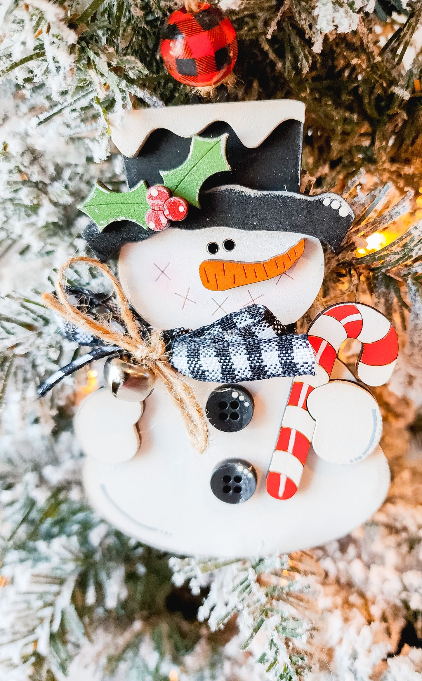 Candy Cane Snowman Ornament | Snowman Decor | Christmas Ornament