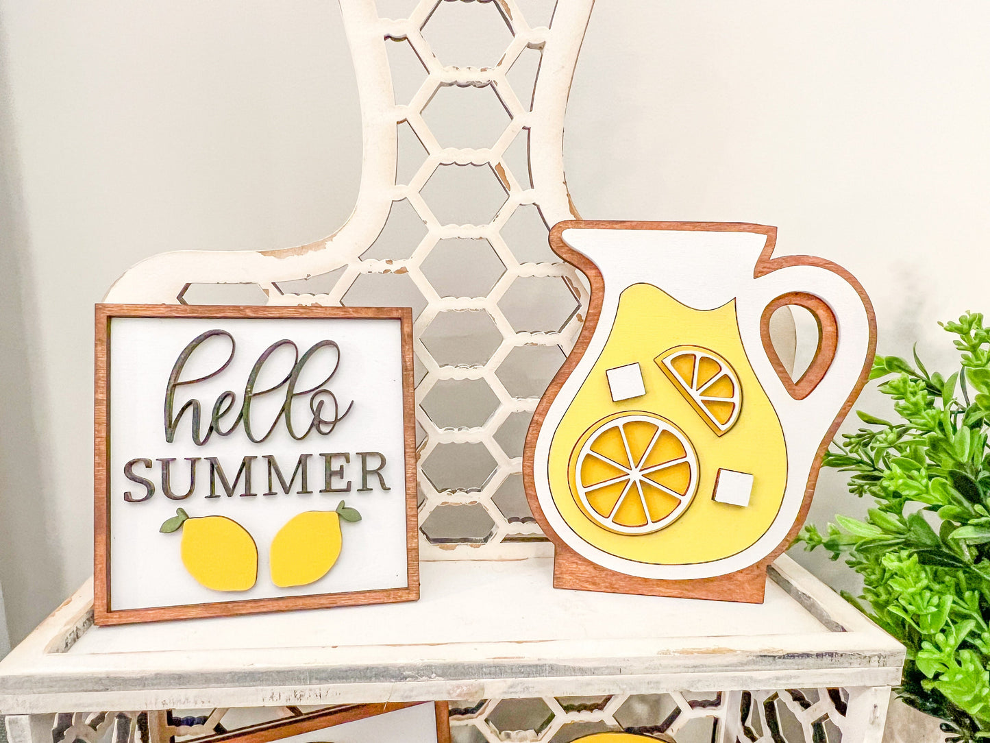 Lemonade Tiered Tray Set | Lemonade Decor | Hello Summer | Summer Decor