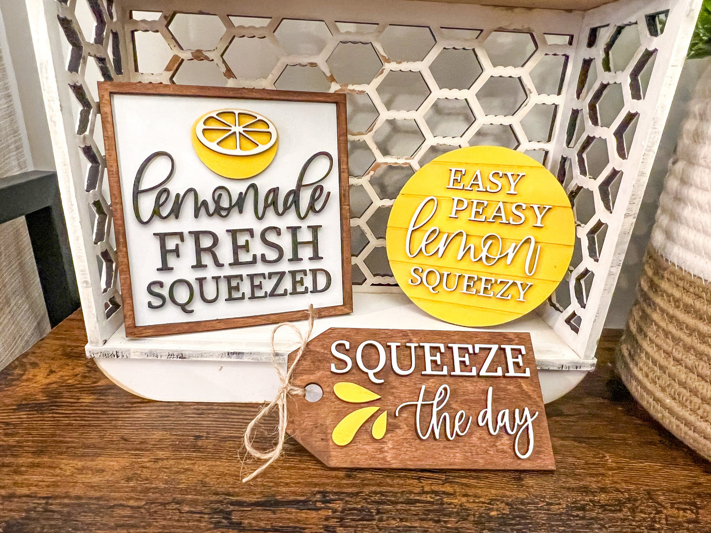 Lemonade Tiered Tray Set | Lemonade Decor | Hello Summer | Summer Decor