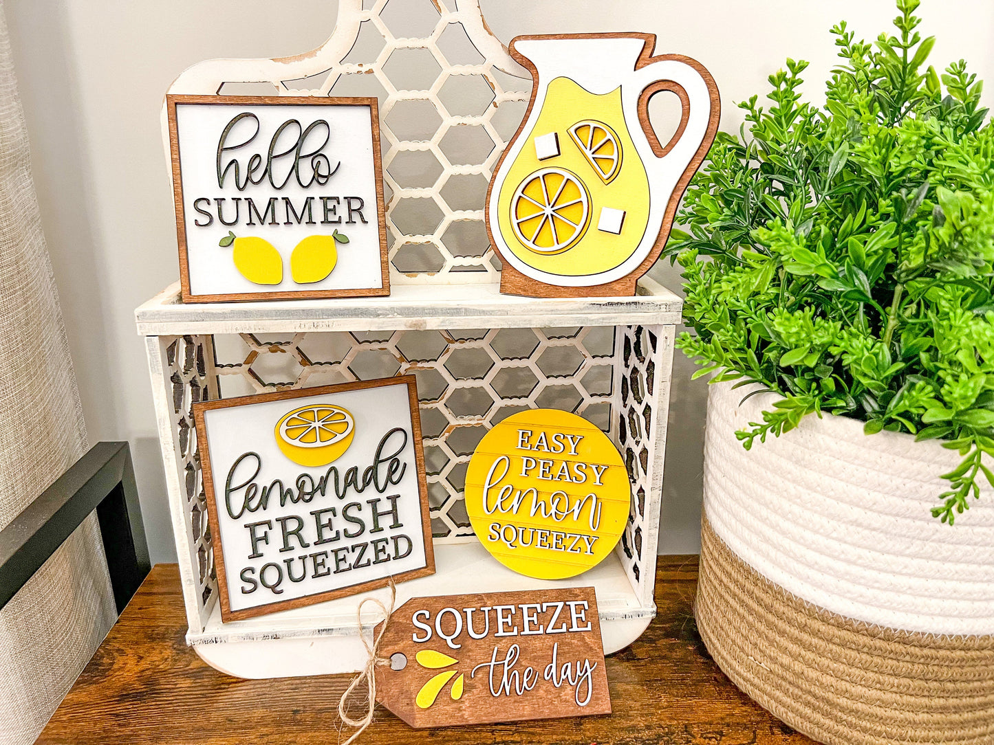 Lemonade Tiered Tray Set | Lemonade Decor | Hello Summer | Summer Decor