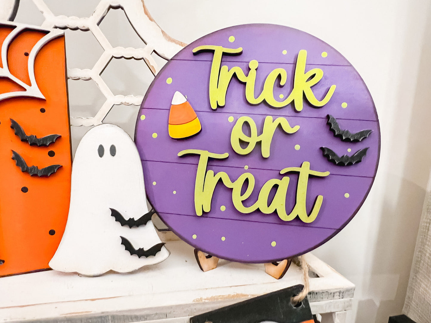 Trick or Treat Tiered Tray Set | Happy Halloween | Witches Cauldron Decor | Spooky Season Decor