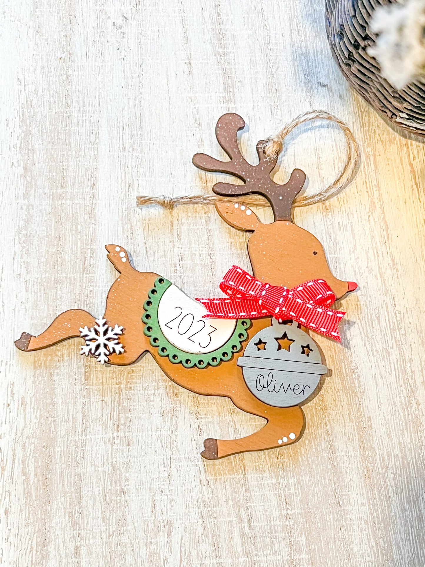 Personalized Reindeer Ornament | Baby Name Ornament | 2023 Ornament | Ornament Gift