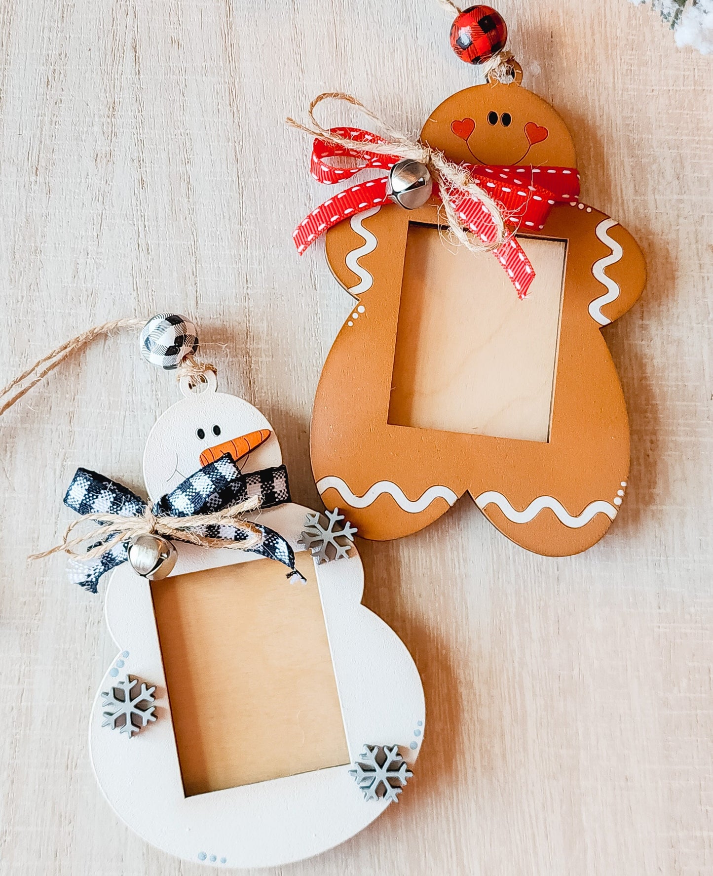 Gingerbread and Snowman Photo Ornament | Photo Tree Decor | Photo Ornament