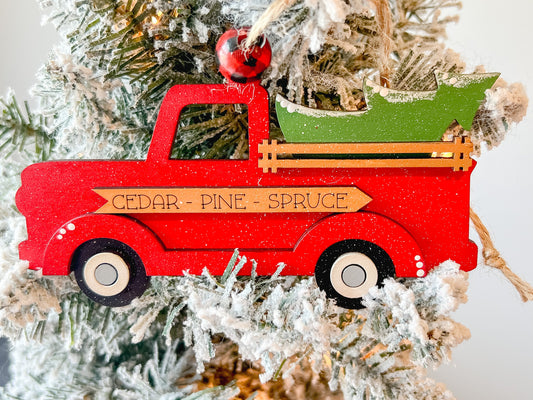 Vintage Red Truck Christmas Ornament | Truck Ornament | Christmas Ornament | Vintage Ornament