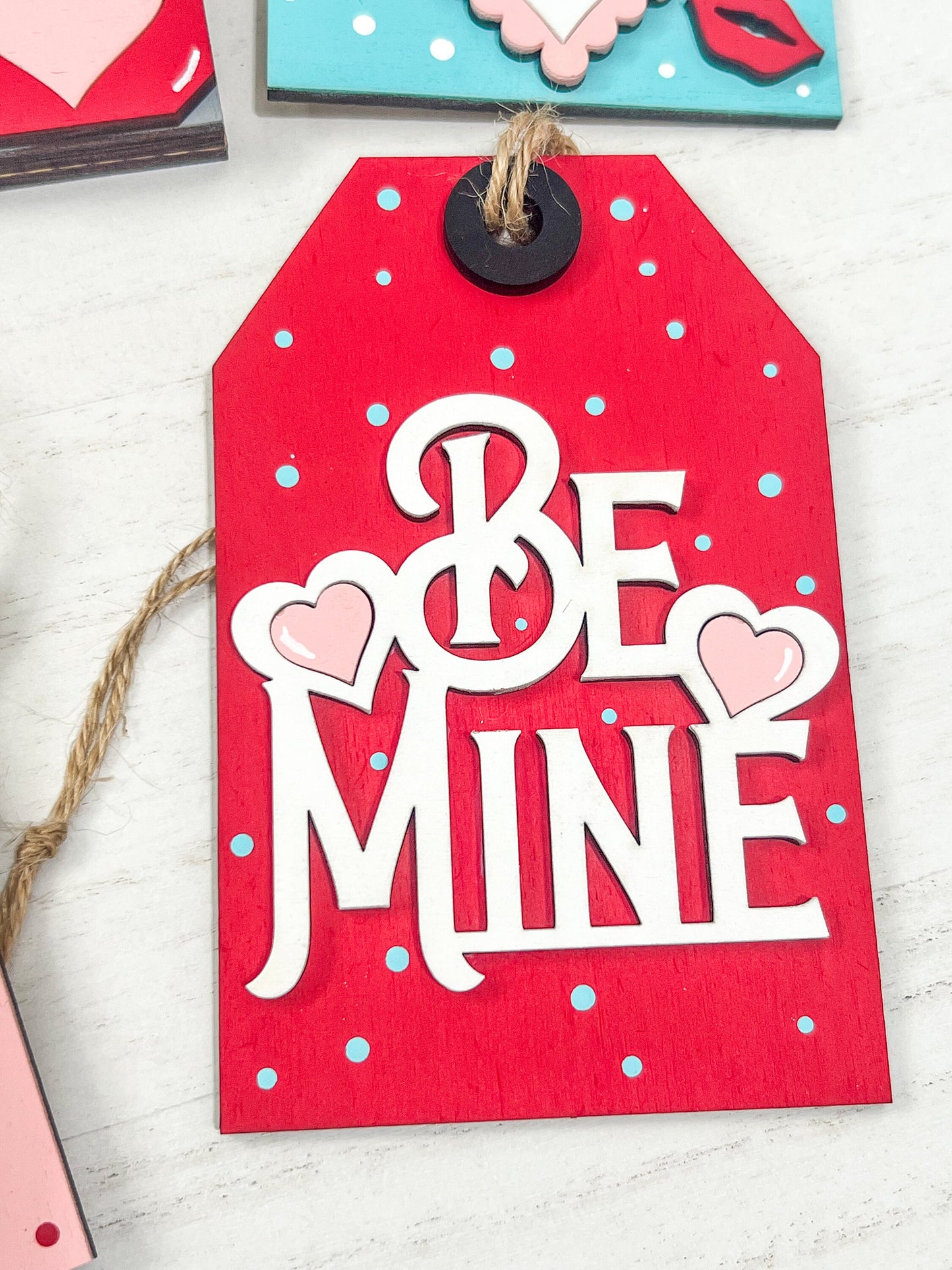 Valentines Gift Card Holder Tag | Valentines Decor | Valentines Gnome| Be Mine | Hugs and Kisses | DIY KIT | Wood Blank| Galentines