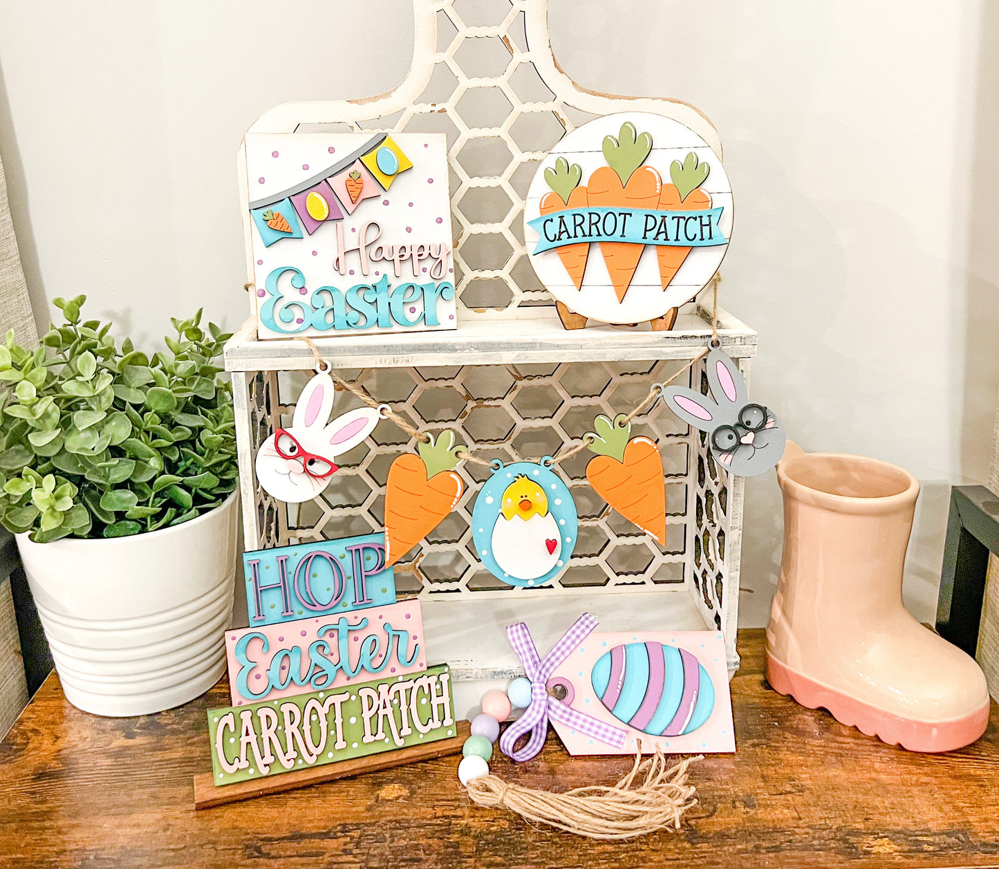 Happy Easter Tiered Tray | Easter Egg Decor | Easter Decor | Spring Tiered Tray