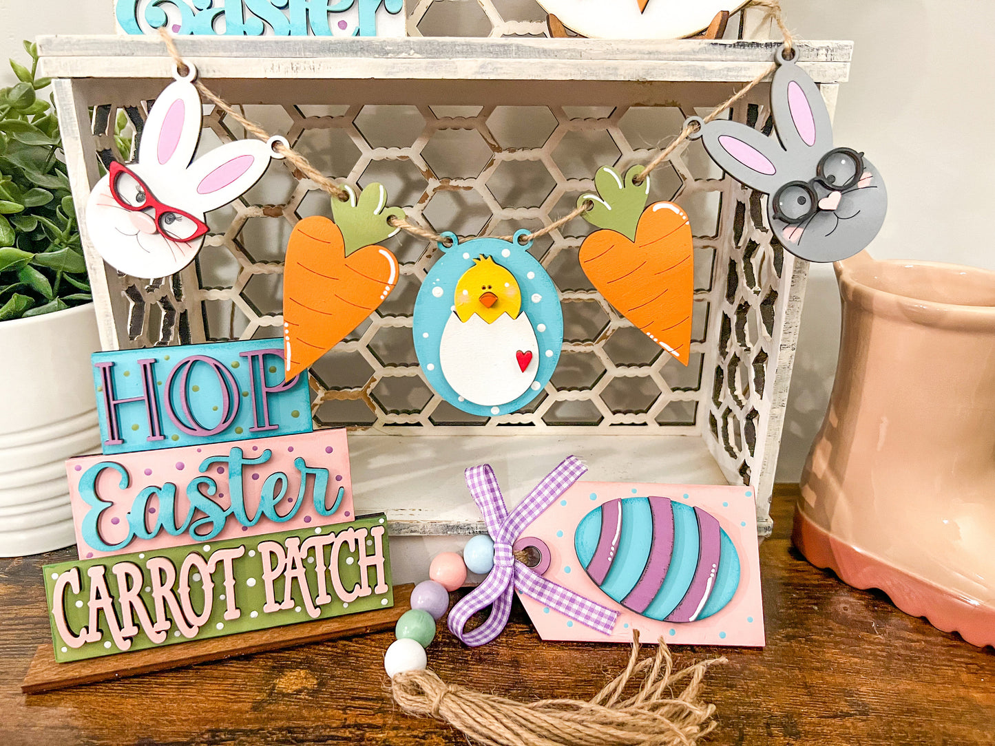 Happy Easter Tiered Tray | Easter Egg Decor | Easter Decor | Spring Tiered Tray