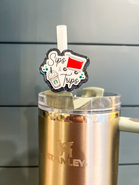 Sips and Trips Tumbler Straw Charm | Tumbler Accessories | Straw Charm | Funny Charm