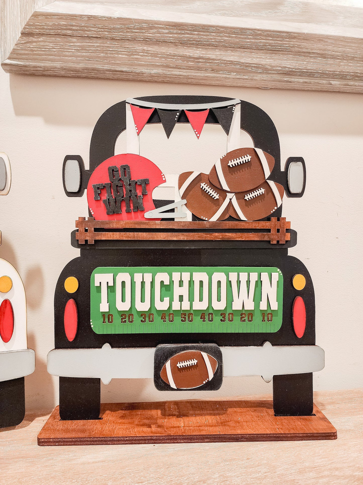 Interchangeable Truck Football Insert | Truck Door Hanger | Seasonal Decor | Tiered Tray Decor | Football Decor