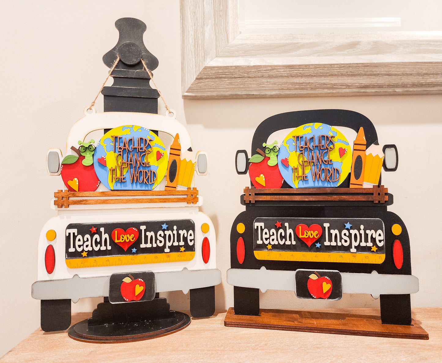 Teacher and Educator Truck Insert | Truck Door Hanger | Seasonal Decor | Tiered Tray Decor | Teacher Appreciation Gift | Globe Door Hanger