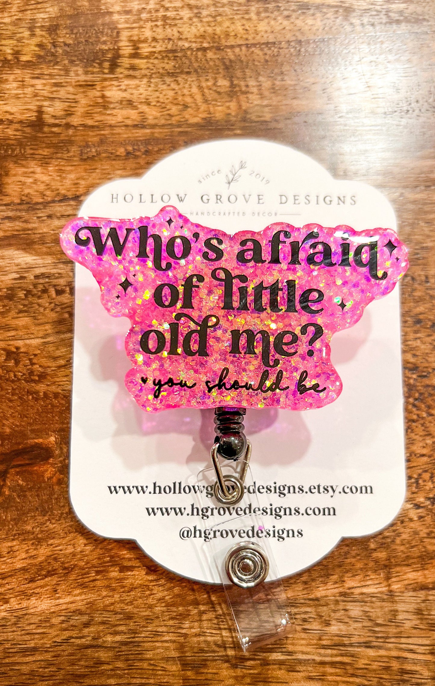 Who’s Afraid of Little Old Me? Badge Reel| Type a Personality  Badge Reel| ID Holder | Interchangeable Badge Reel