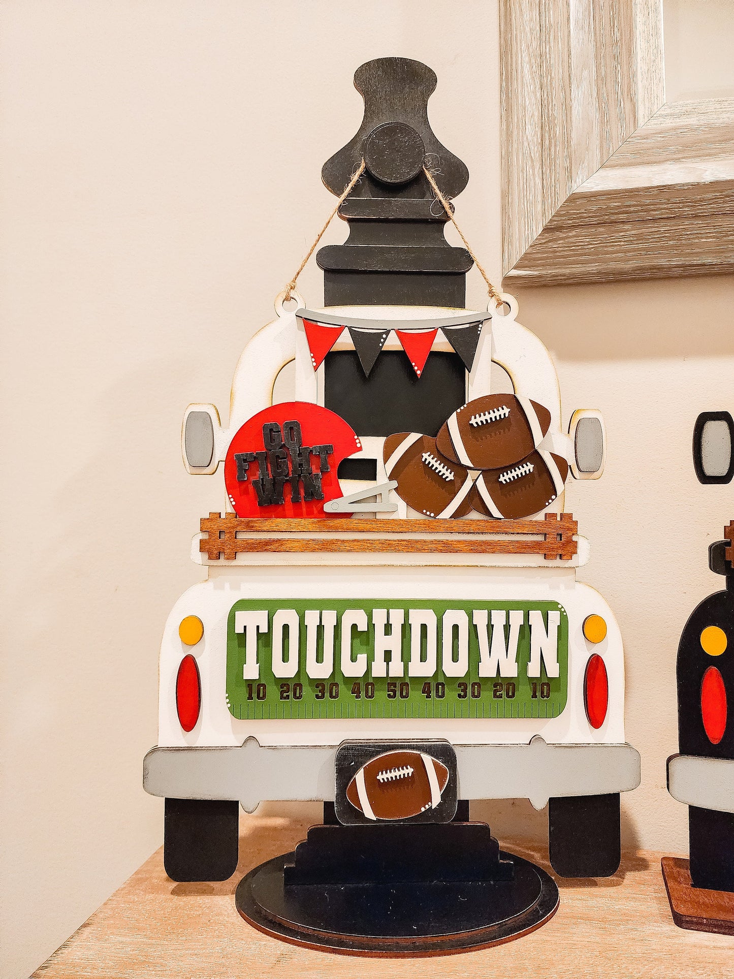 Interchangeable Truck Football Insert | Truck Door Hanger | Seasonal Decor | Tiered Tray Decor | Football Decor