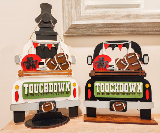 Interchangeable Truck Football Insert | Truck Door Hanger | Seasonal Decor | Tiered Tray Decor | Football Decor