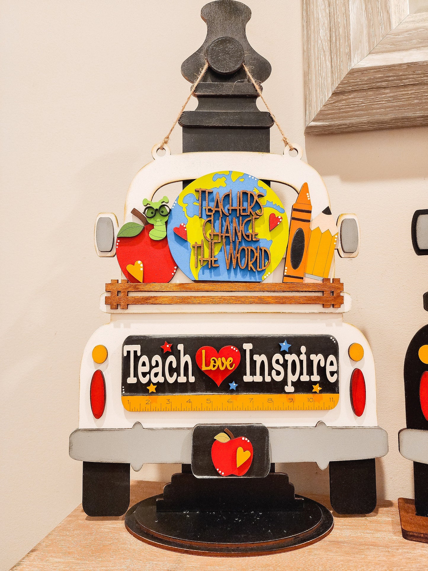 Teacher and Educator Truck Insert | Truck Door Hanger | Seasonal Decor | Tiered Tray Decor | Teacher Appreciation Gift | Globe Door Hanger