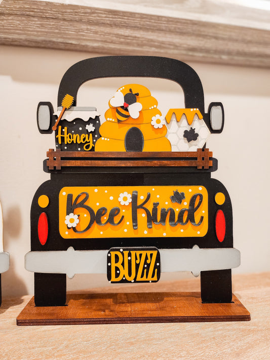 Bee Kind Truck Insert | Truck Door Hanger | Seasonal Decor | Tiered Tray Decor | Spring Decor | Spring Door Hanger| Bumblebee Decor