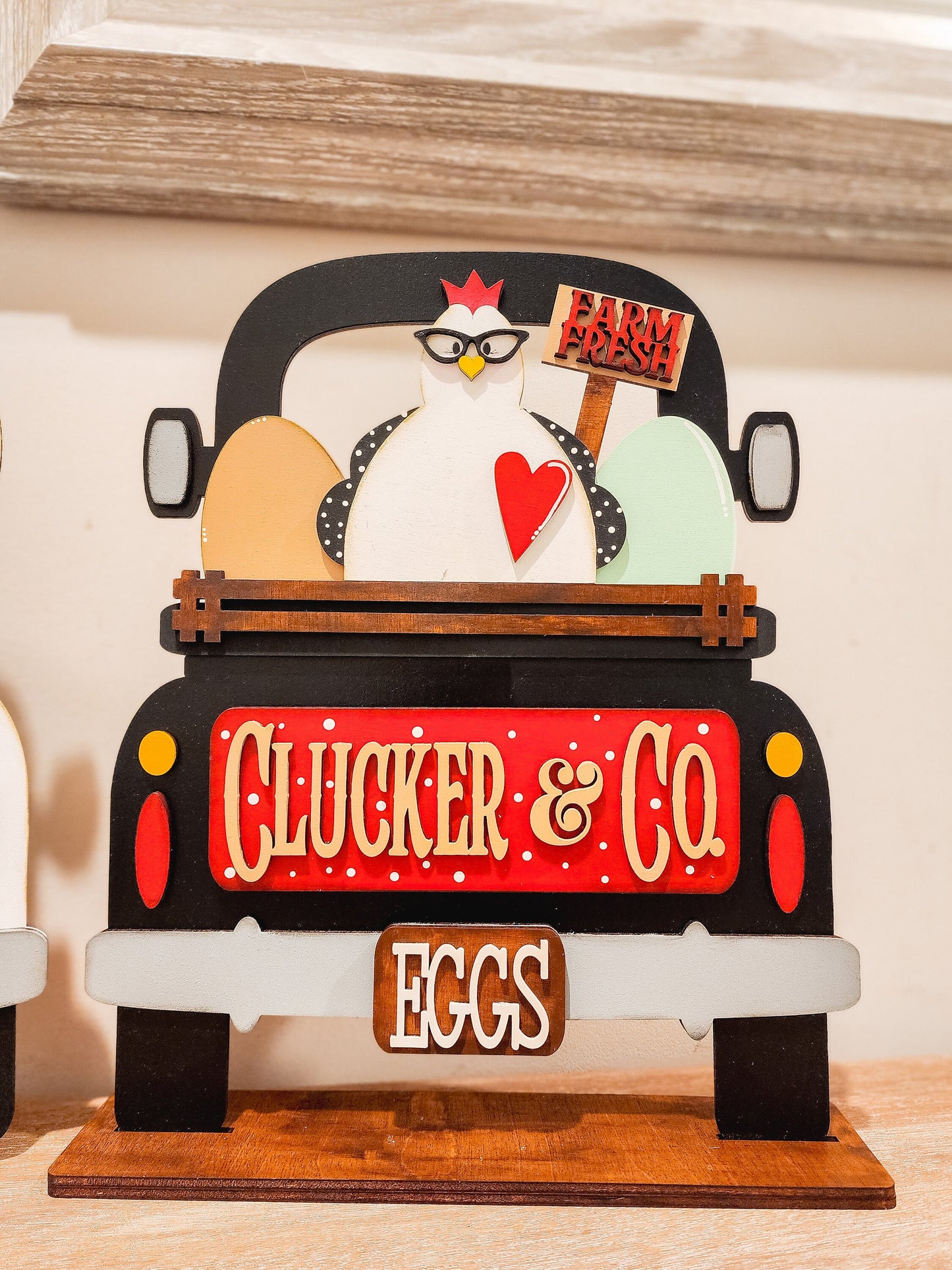 Clucker and Co Insert | Truck Door Hanger | Seasonal Decor | Tiered Tray Decor | Chicken Decor | Chicken Door Hanger