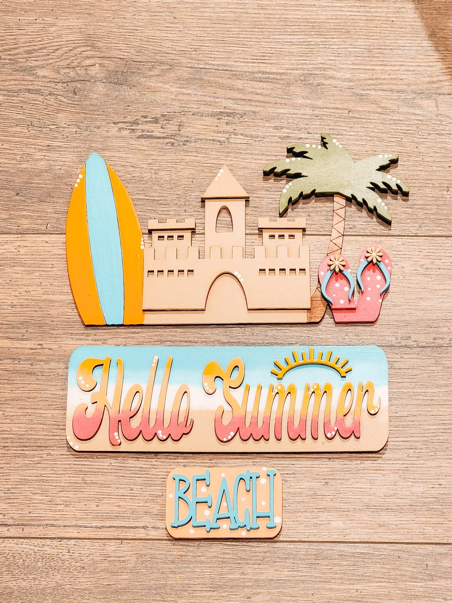 Hello Summer Beach Insert| Truck Door Hanger | Seasonal Decor | Summer Decor | Spring Door Hanger | Interchangeable Decor