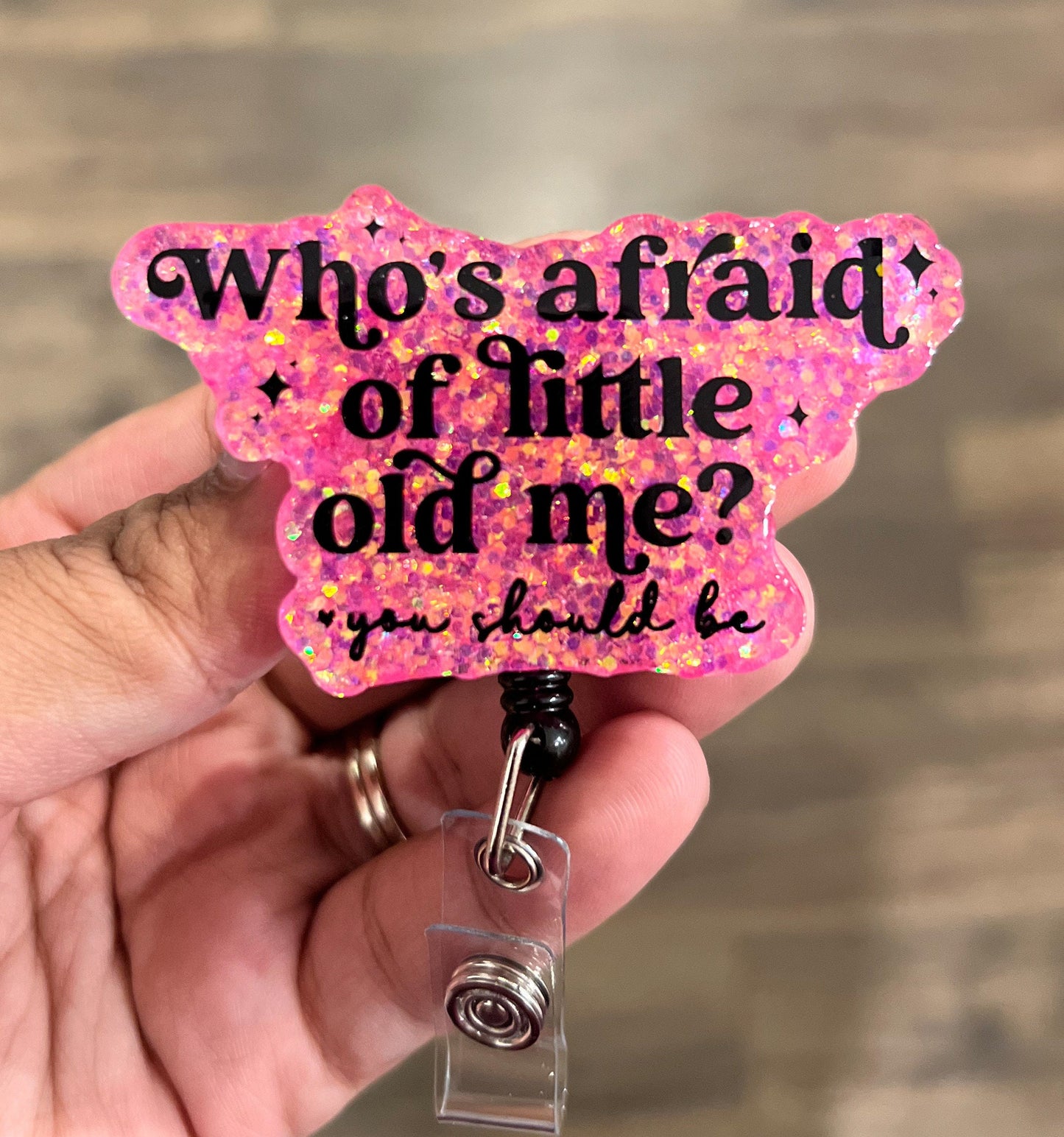 Who’s Afraid of Little Old Me? Badge Reel| Type a Personality  Badge Reel| ID Holder | Interchangeable Badge Reel