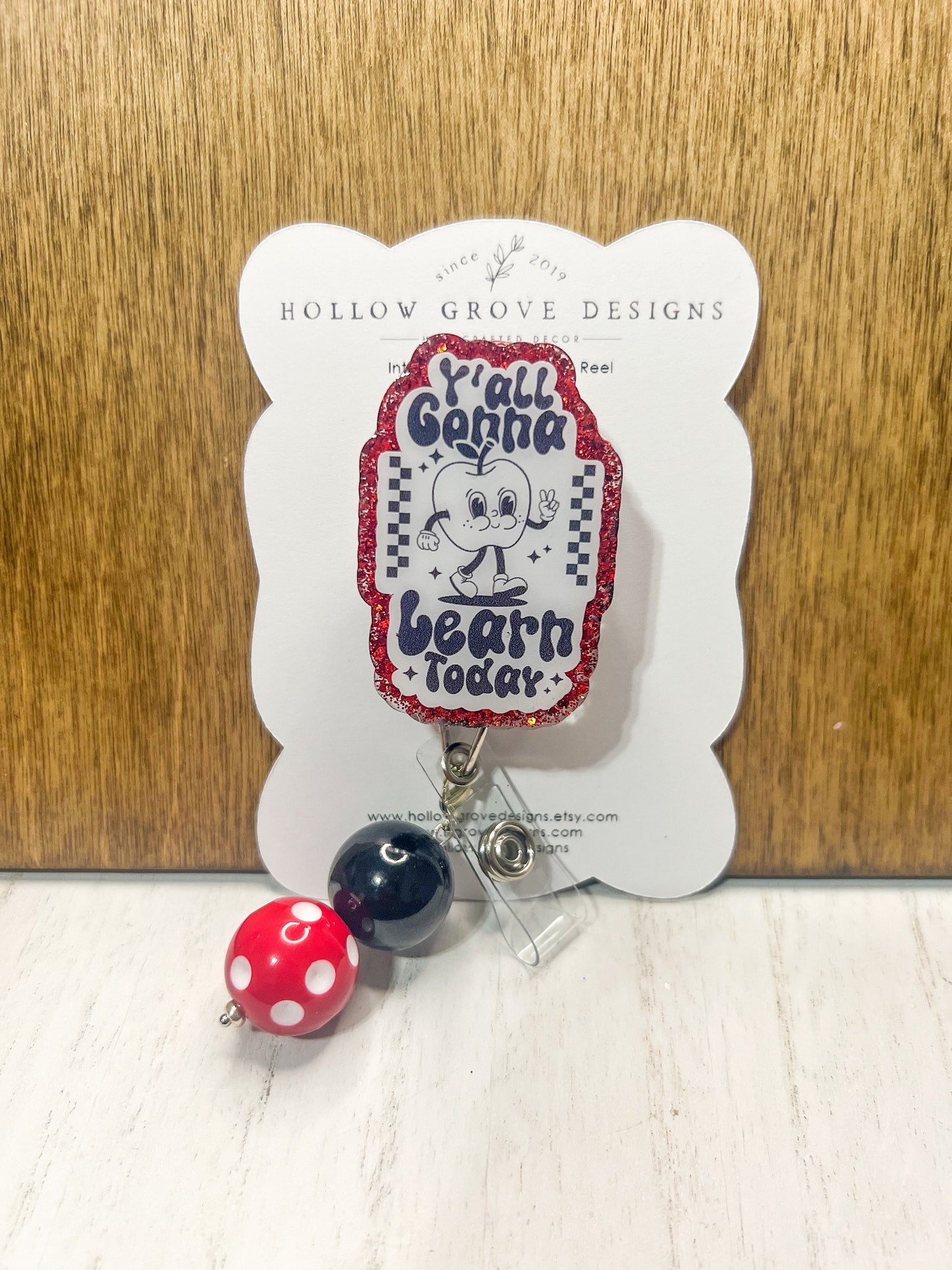 Ya'll Going to Learn Today Beaded Badge Reel | Teacher Appreciation Gift| Teacher Badge Reel| ID Holder | Interchangeable Badge Reel