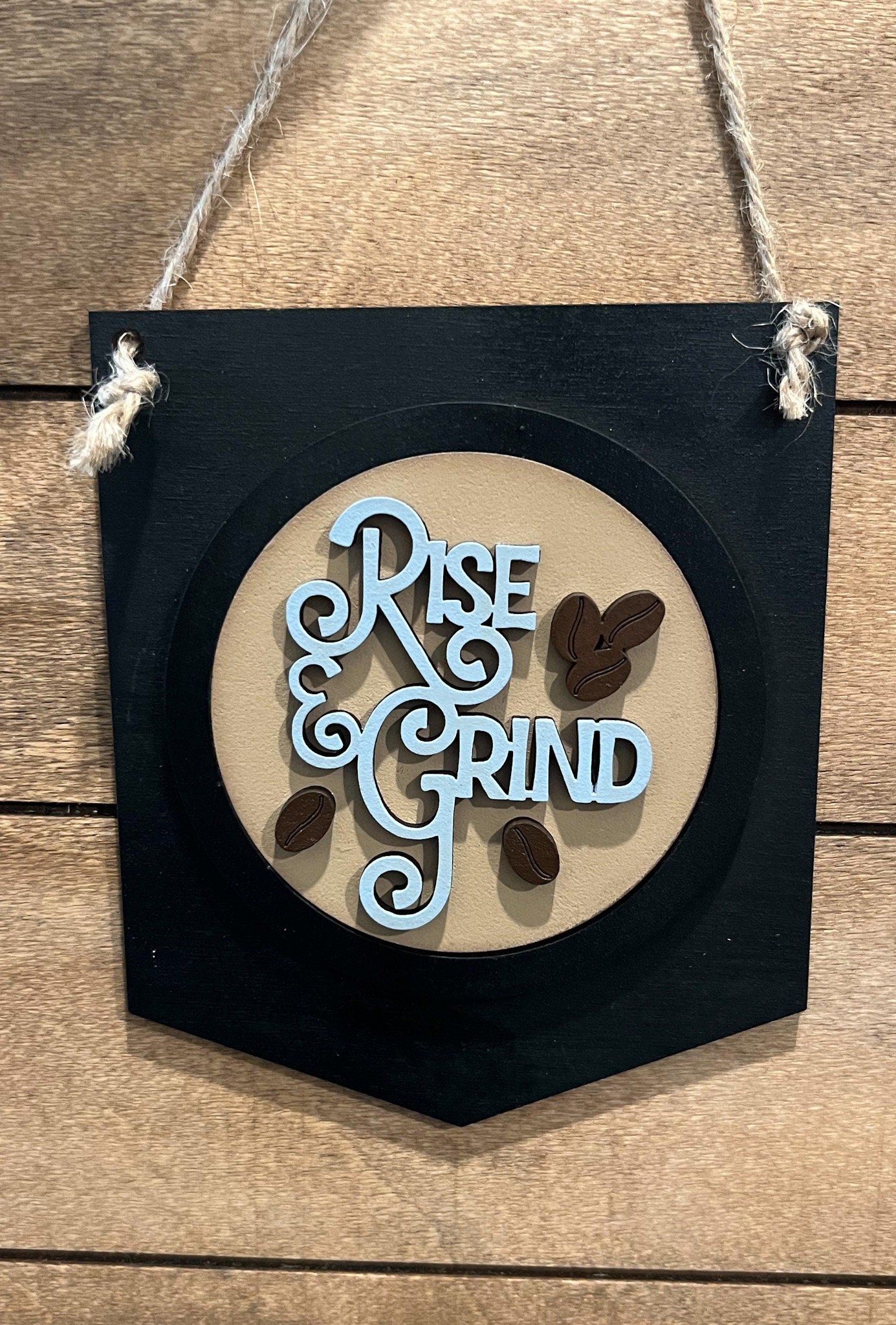 Rise and Grind 3-Inch Insert for Interchangeable Seasonal Sign | Interchangeable Hanging Sign | Seasonal Decor | Coffee Bar Decor