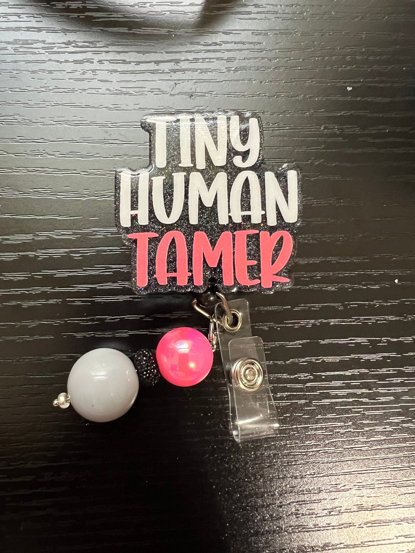 Tiny Human Tamer Beaded Badge Reel | Teacher Appreciation Gift| Teacher Badge Reel| ID Holder | Interchangeable Badge Reel