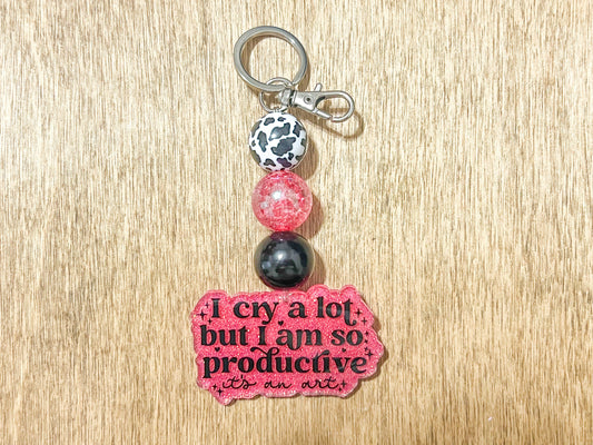 I Cry A Lot But Im So Productive Beaded Keychain| TTPD Keychain | Beaded Keychain