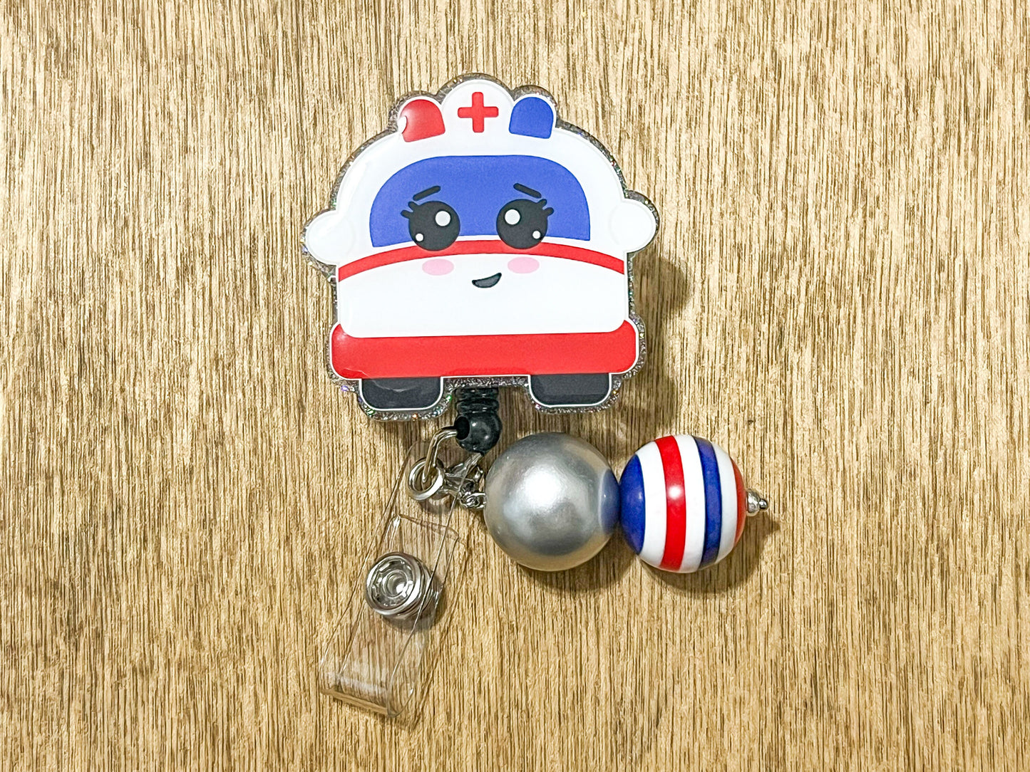 Cute Ambulance Interchangeable Badge Reel