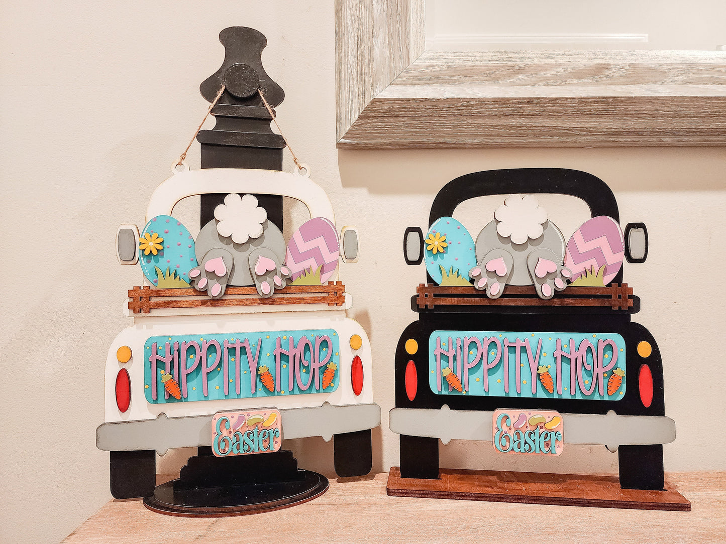 Hippity Hop Bunny Truck Insert | Truck Door Hanger | Seasonal Decor | Tiered Tray Decor | Spring and Easter Decor | Spring Door Hanger