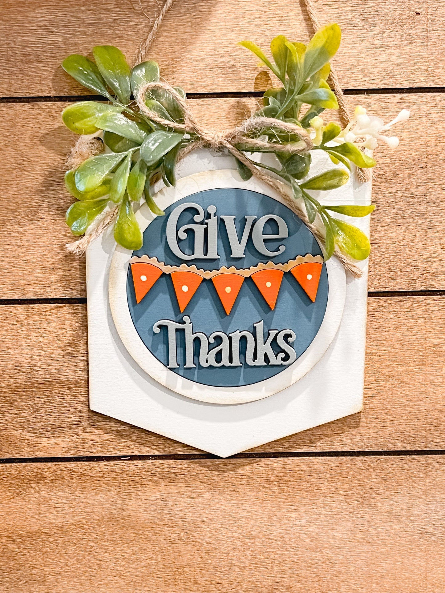 Give Thanks 3-Inch Insert for Interchangeable Seasonal Sign | Interchangeable Hanging Sign | Seasonal Decor | Fall and Thanksgiving Decor