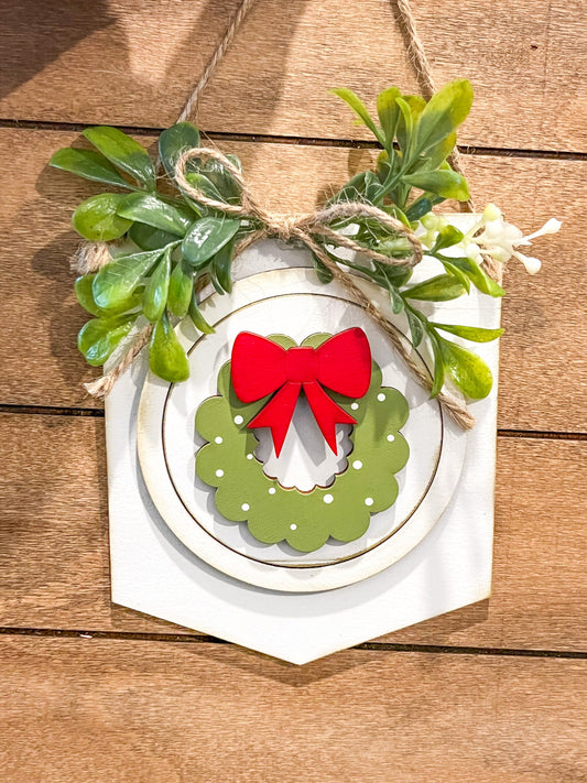 Christmas Wreath 3-Inch Insert for Interchangeable Seasonal Sign | Interchangeable Hanging Sign | Seasonal Decor | Christmas Decor