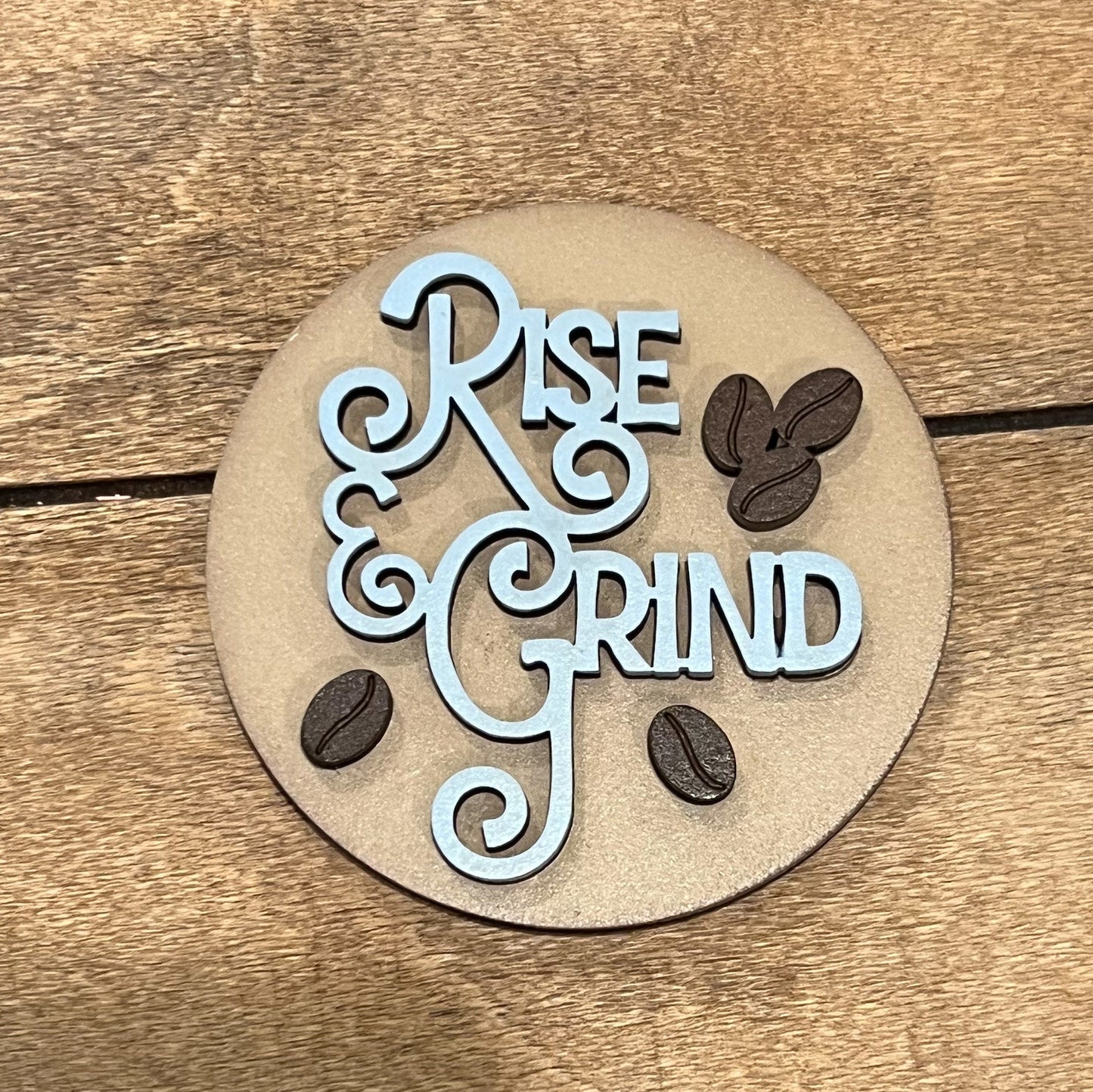 Rise and Grind 3-Inch Insert for Interchangeable Seasonal Sign | Interchangeable Hanging Sign | Seasonal Decor | Coffee Bar Decor