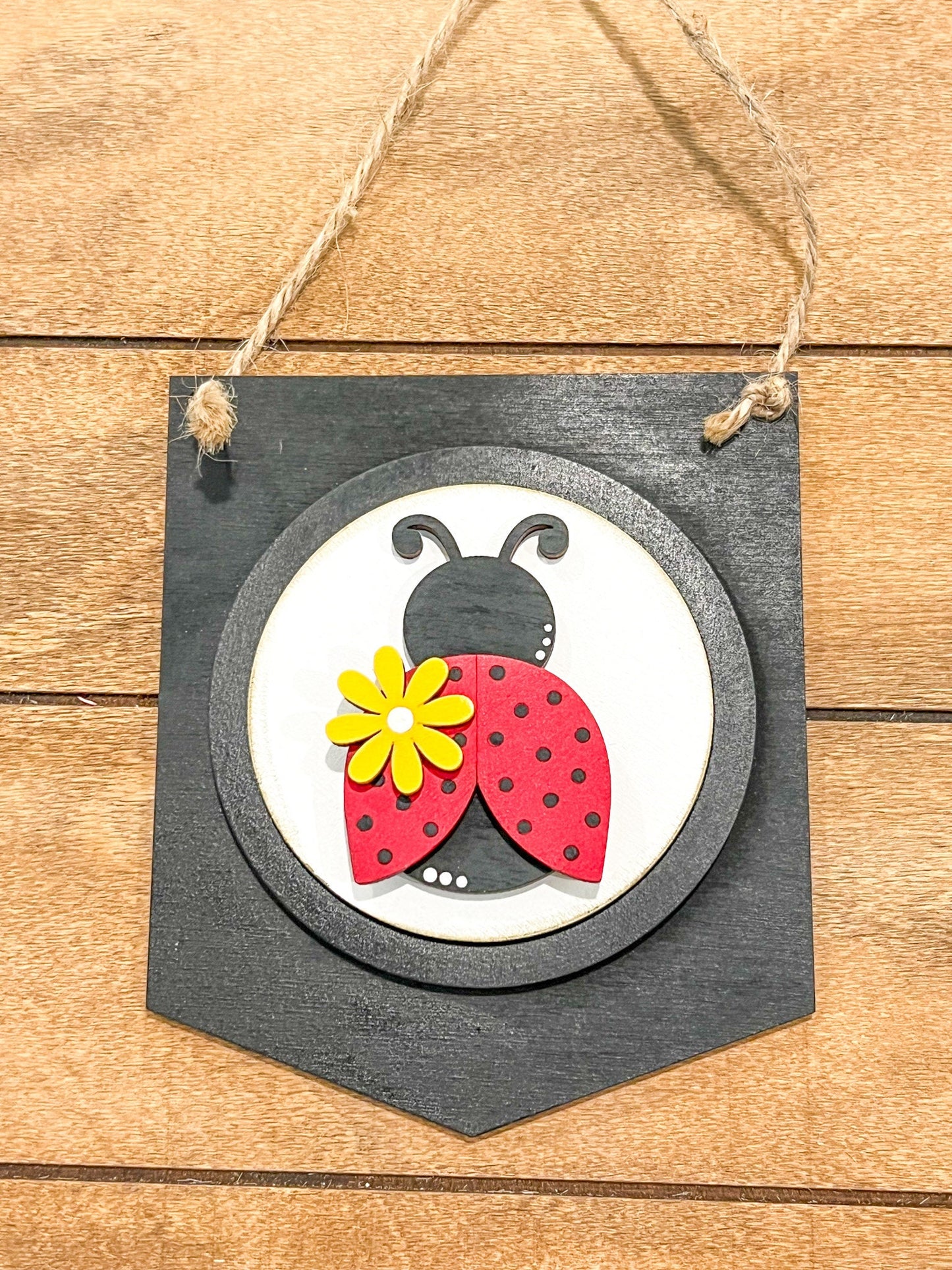 Lady Bug Insert for Interchangeable Seasonal Sign | Interchangeable Hanging Sign | Seasonal Decor | Spring Decor