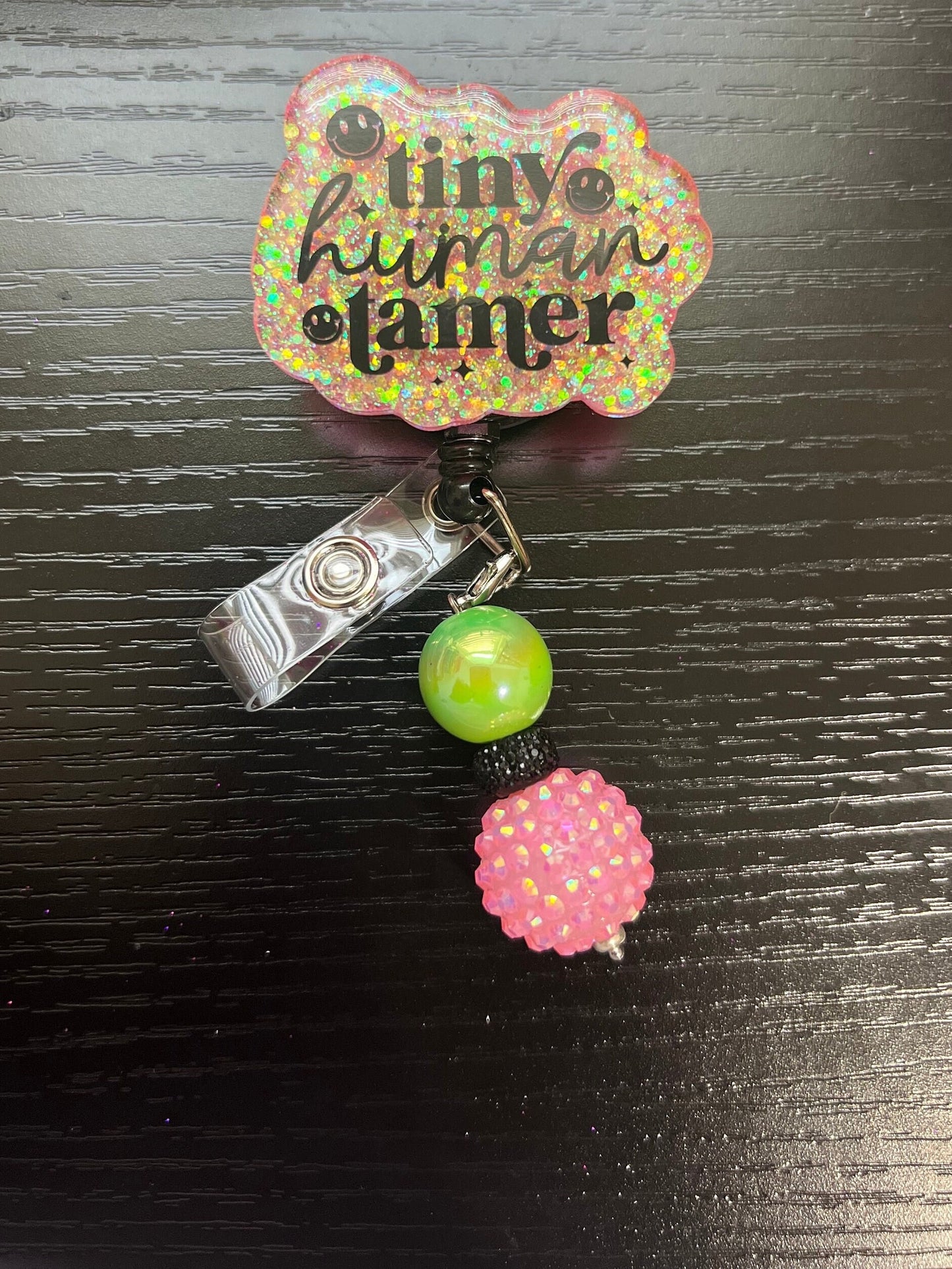 Tiny Human Tamer Beaded Badge Reel | Teacher Appreciation Gift| Teacher Badge Reel| ID Holder | Interchangeable Badge Reel