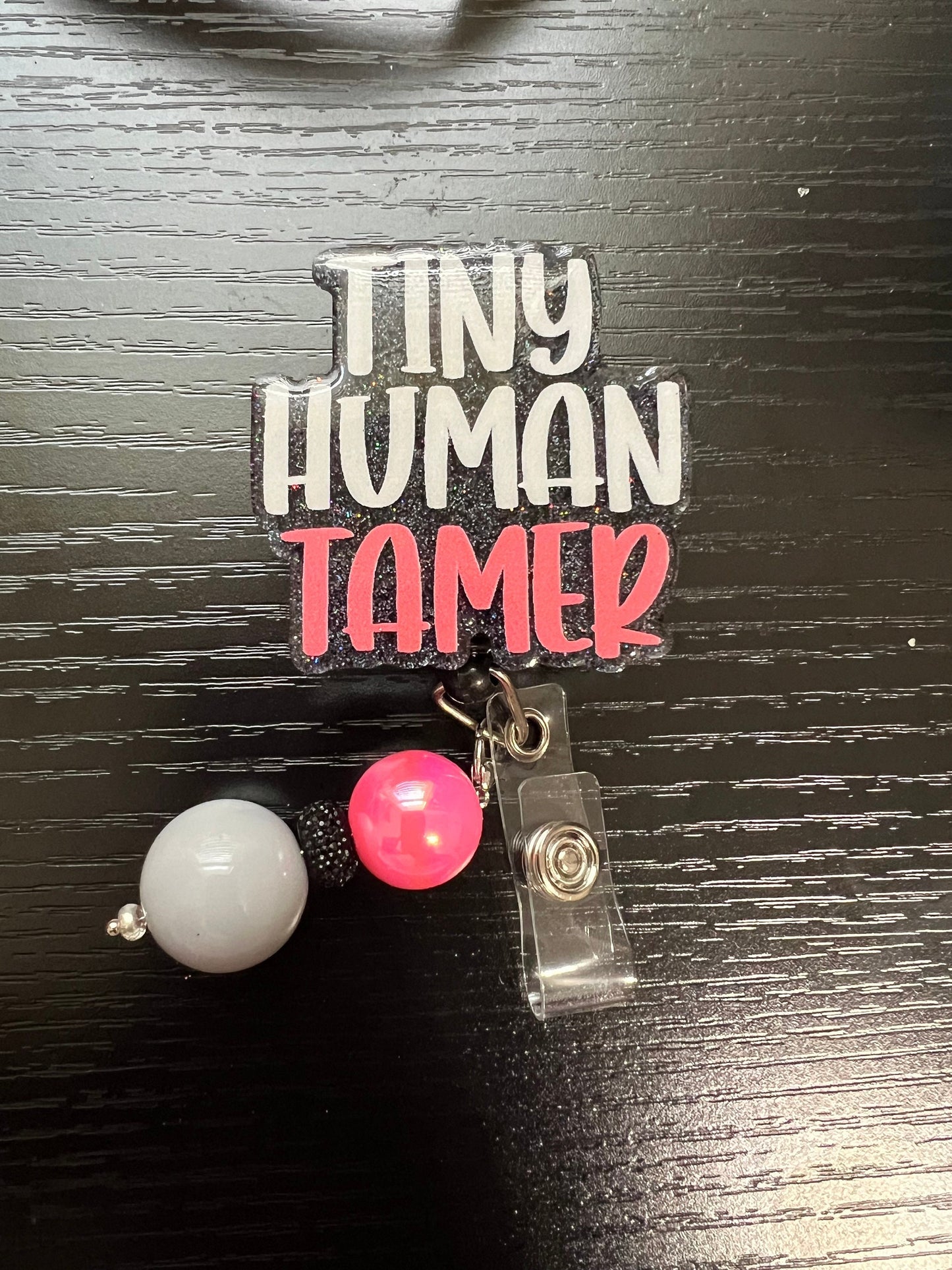 Tiny Human Tamer Beaded Badge Reel | Teacher Appreciation Gift| Teacher Badge Reel| ID Holder | Interchangeable Badge Reel