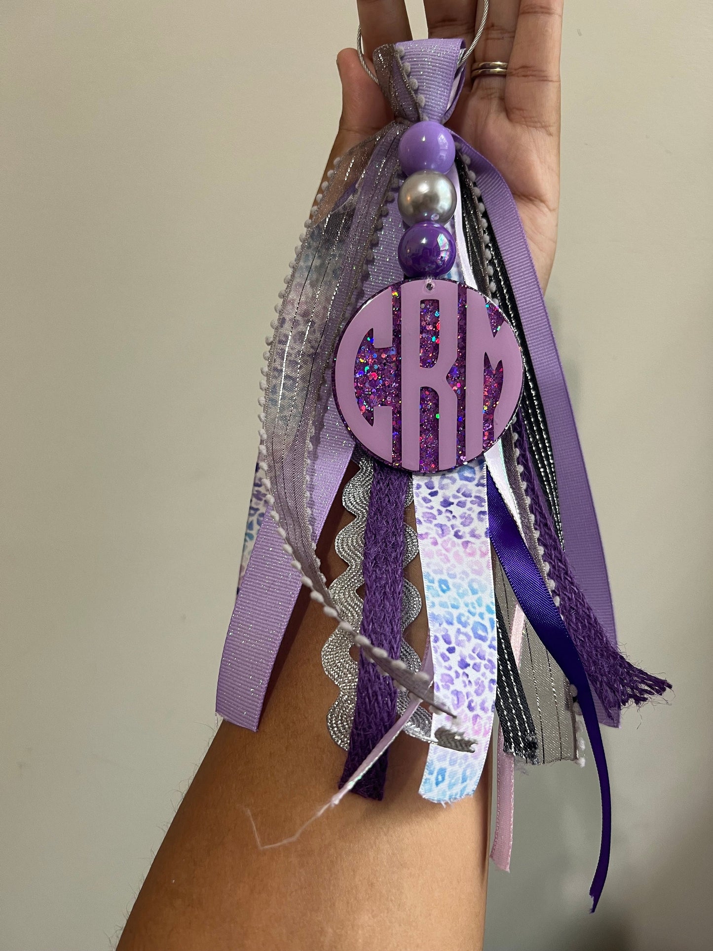 Purple Monogram Bag Tassel | Monogram Bag Tassel | Zipper Accessories | Custom Ribbon Tassel