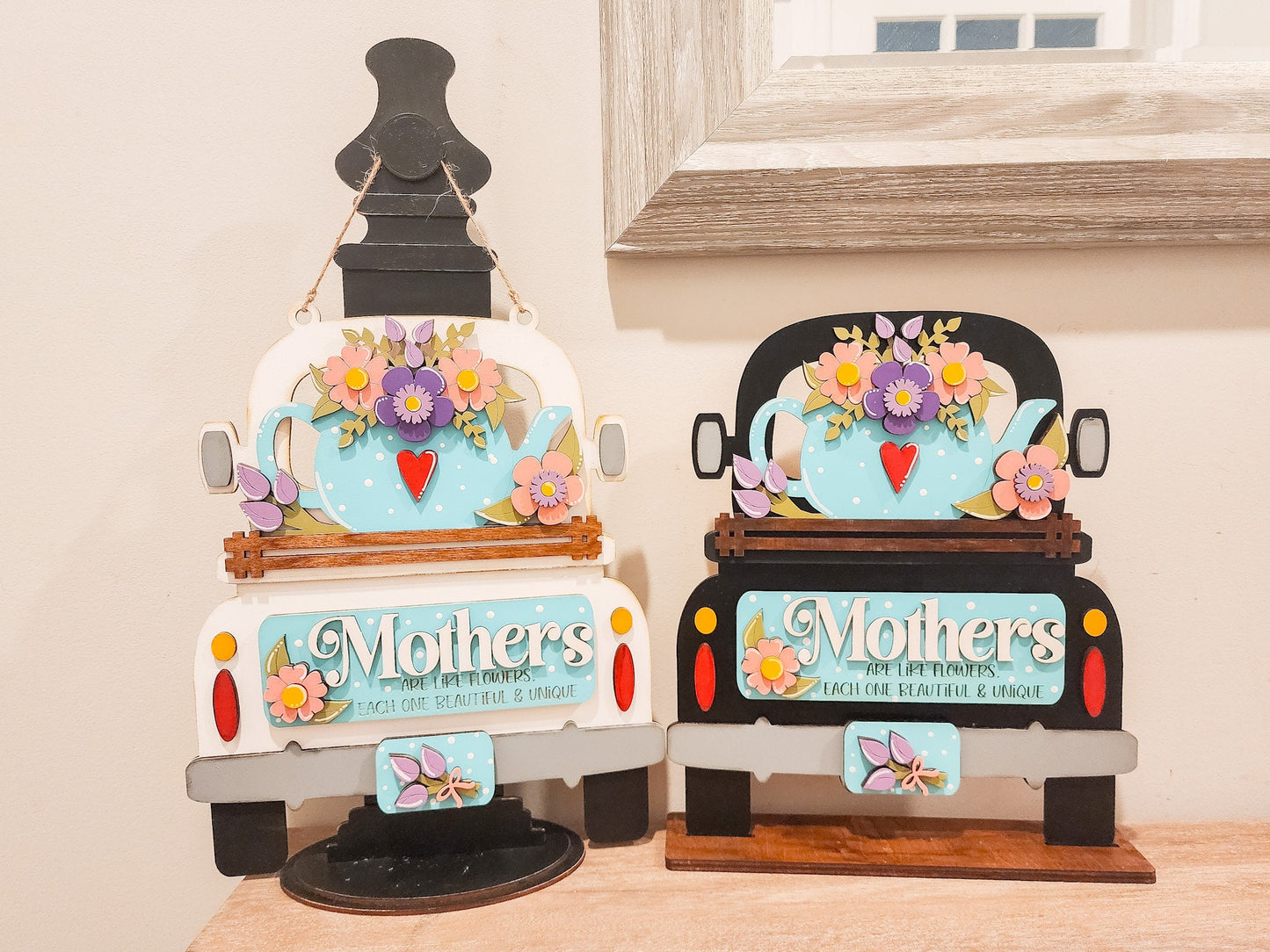 Mother's Day Teapot Truck Insert | Truck Door Hanger | Seasonal Decor | Tiered Tray Decor | Mothers Day Decor