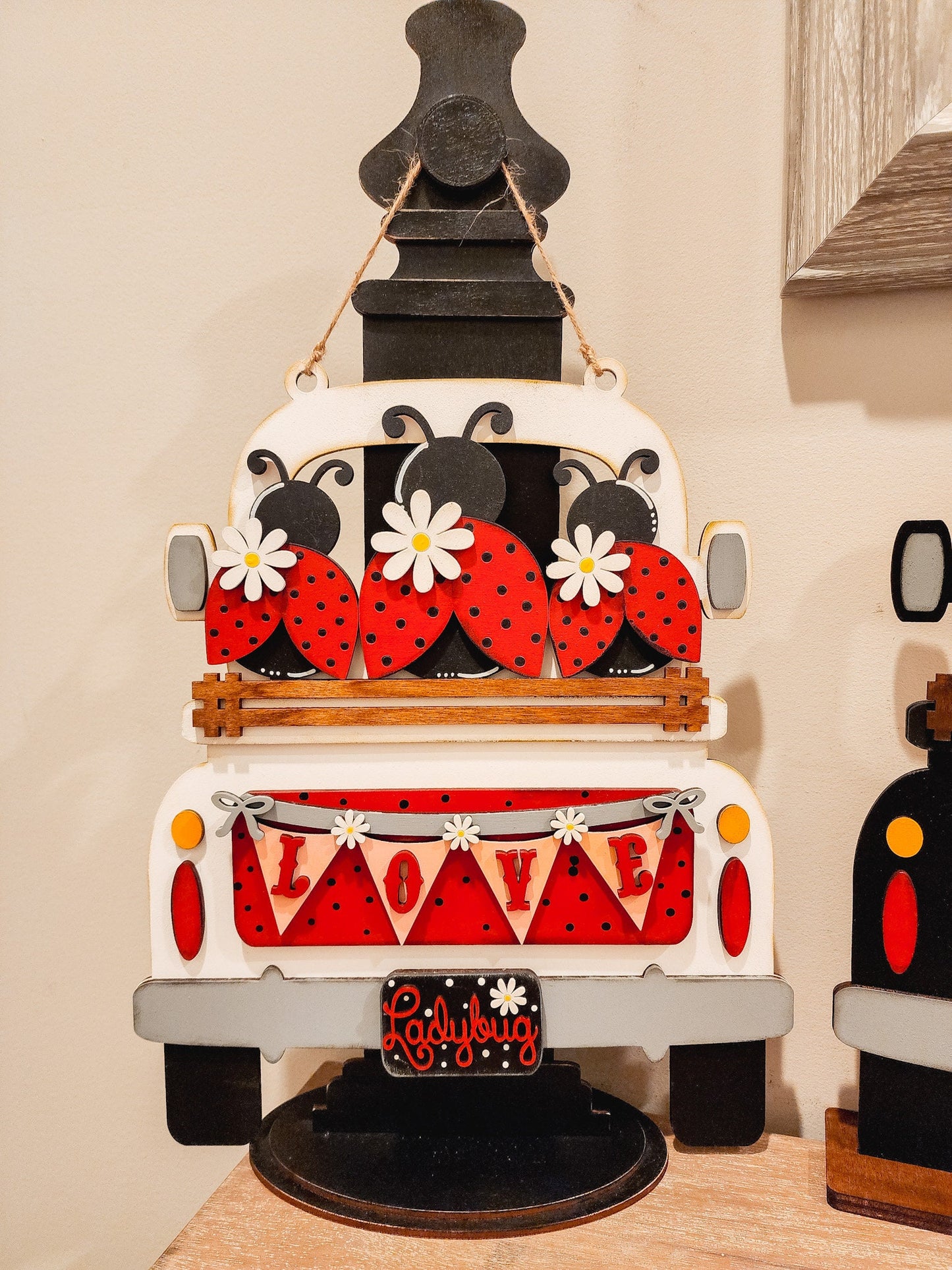 Lady Bug Truck Insert | Truck Door Hanger | Seasonal Decor | Tiered Tray Decor | Spring Decor | Spring Door Hanger