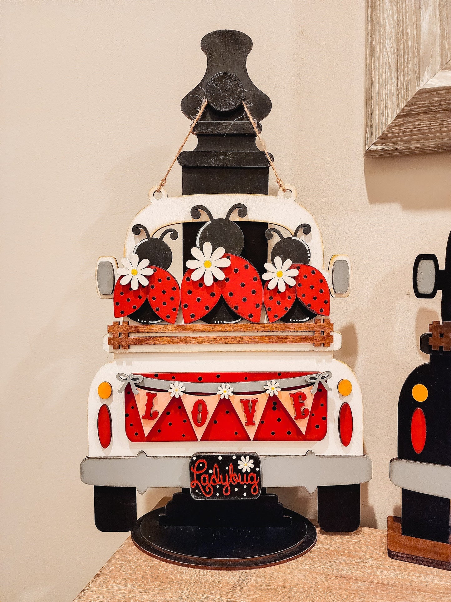 Lady Bug Truck Insert | Truck Door Hanger | Seasonal Decor | Tiered Tray Decor | Spring Decor | Spring Door Hanger