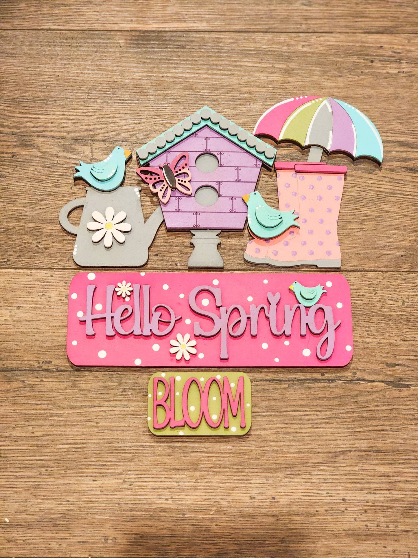 Hello Spring Insert | Truck Door Hanger | Seasonal Decor | Tiered Tray Decor | Spring Decor | Spring Door Hanger