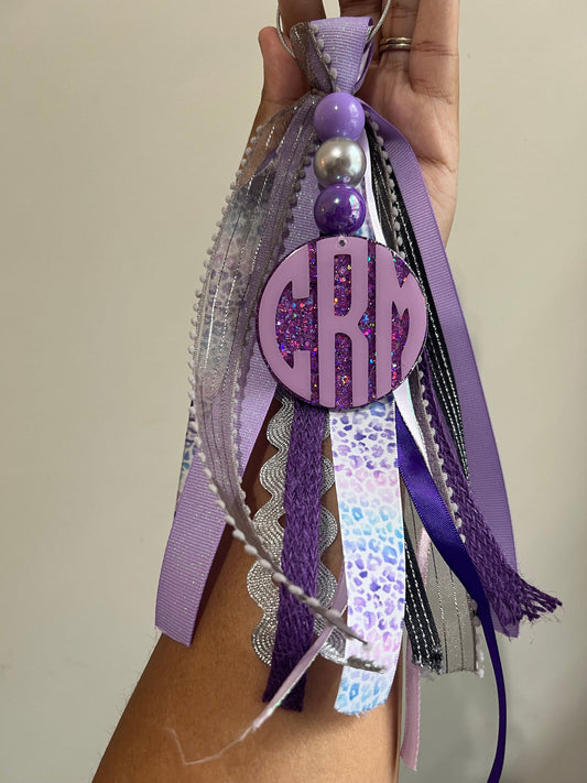 Purple Monogram Bag Tassel | Monogram Bag Tassel | Zipper Accessories | Custom Ribbon Tassel