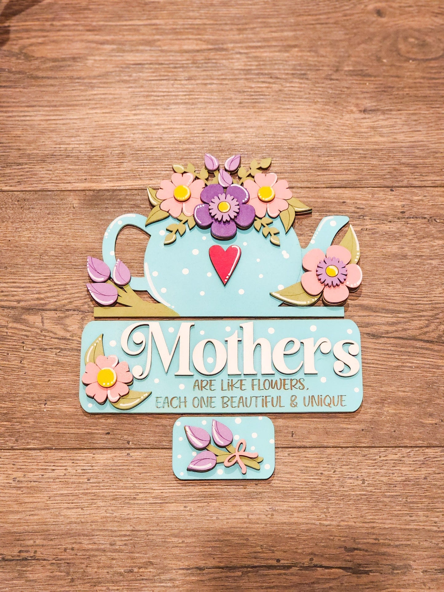 Mother's Day Teapot Truck Insert | Truck Door Hanger | Seasonal Decor | Tiered Tray Decor | Mothers Day Decor