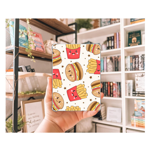 Burger and Fries Kindle Insert | Decorative Kindle Insert | Clear Kindle Case Insert | Fun E-reader Accessories| Gift for Book Lover