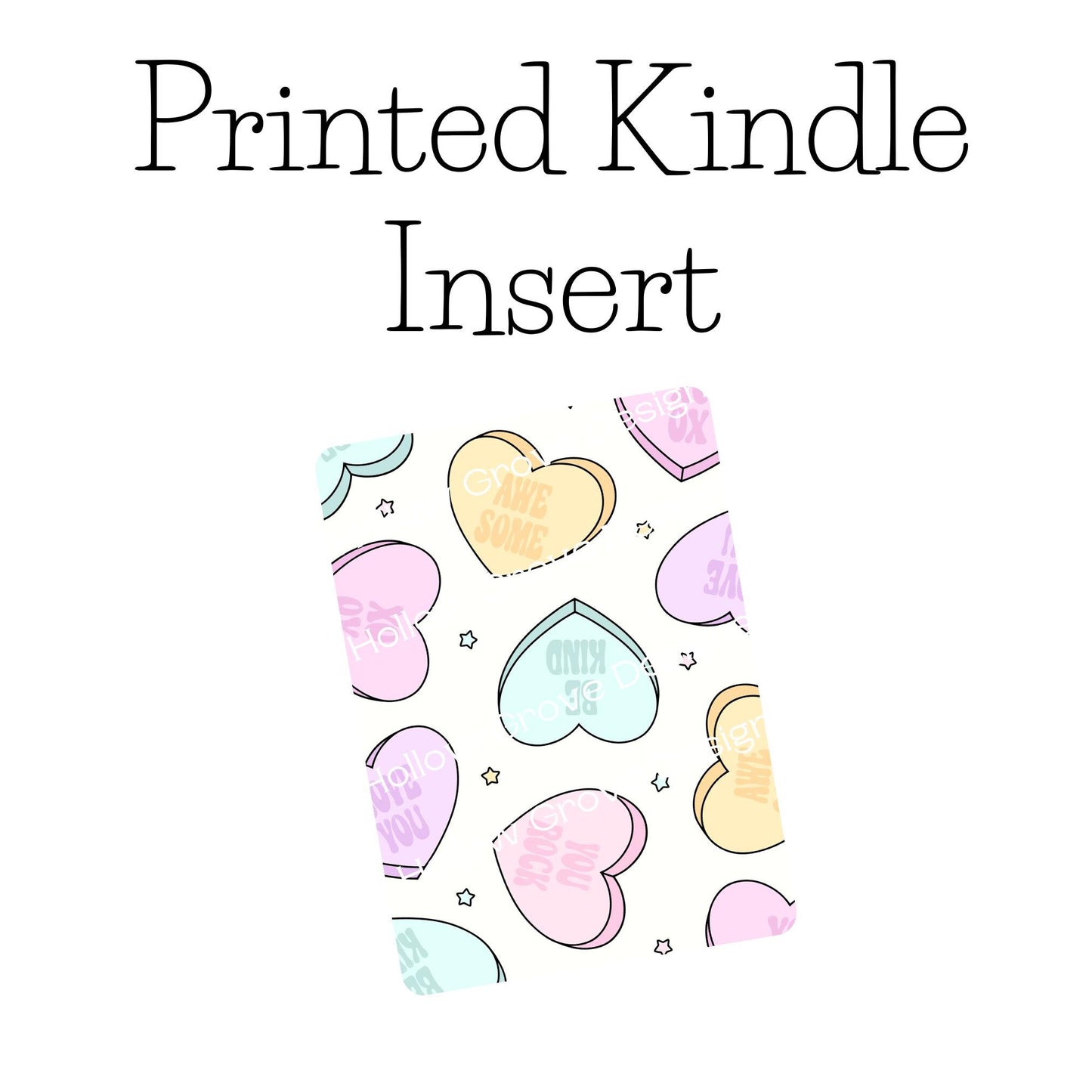 Valentines Hearts Kindle Insert | Decorative Kindle Insert | Clear Kindle Case Insert | Book Girly Decor | Gift for Book Lover