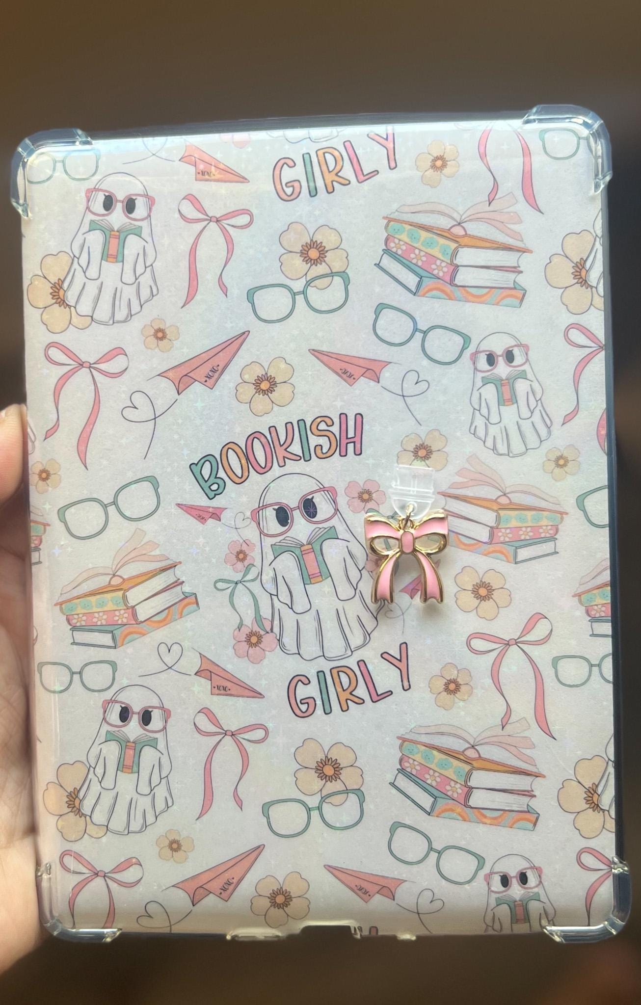 Bookish Girly Ghost Kindle Insert and Kindle Charm Set | Kindle Accessories | Kindle Insert | Kindle Charm | Bookish Accessories for Kindle