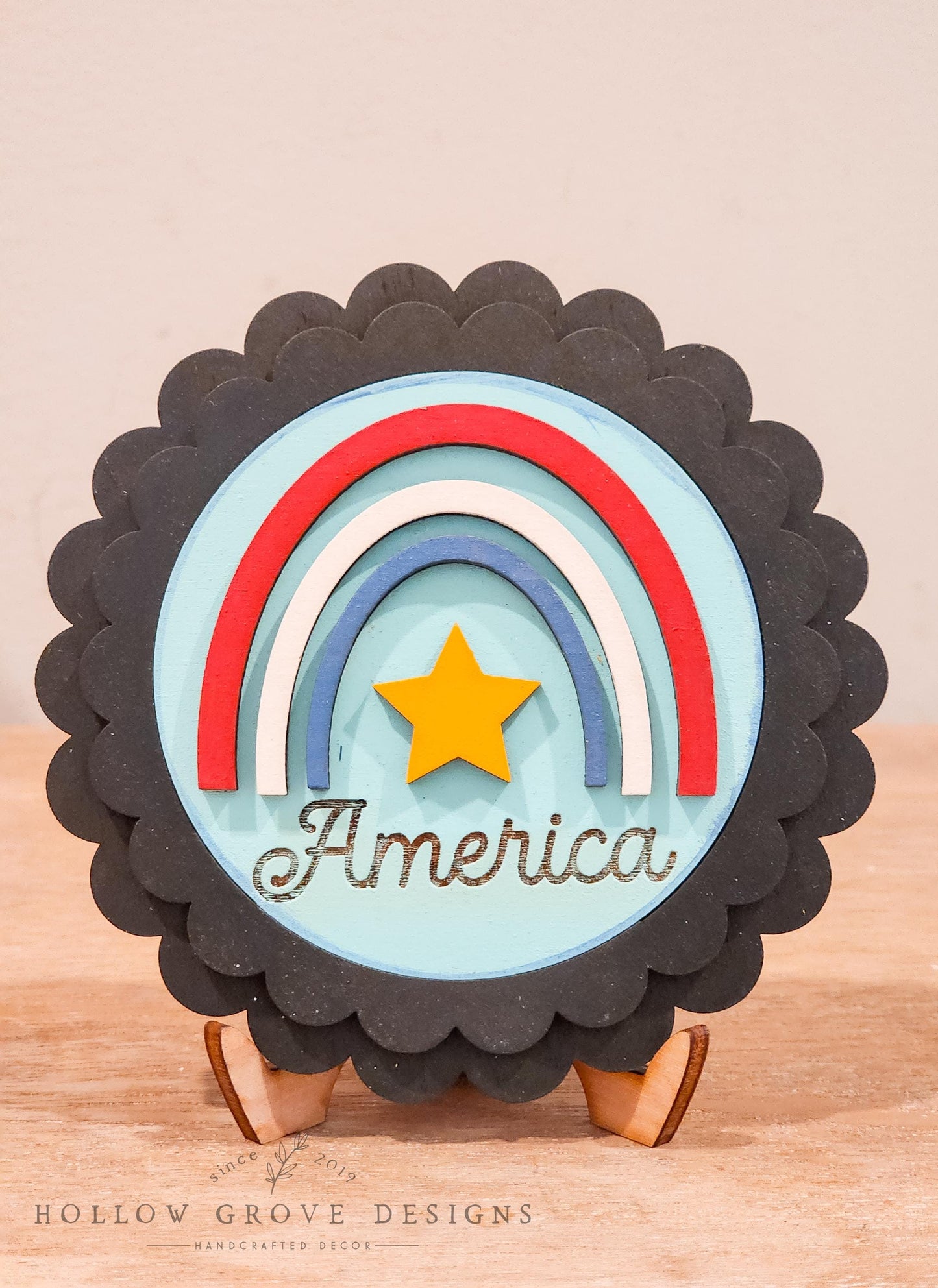 America USA Rainbow 3-Inch Insert for Interchangeable Seasonal Sign | Interchangeable Hanging Sign | Seasonal Decor | Americana Decor